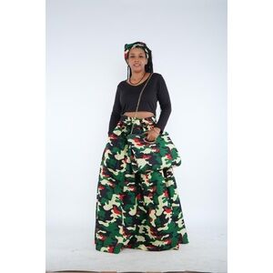 Camouflage Maxi Skirt/ Handbag